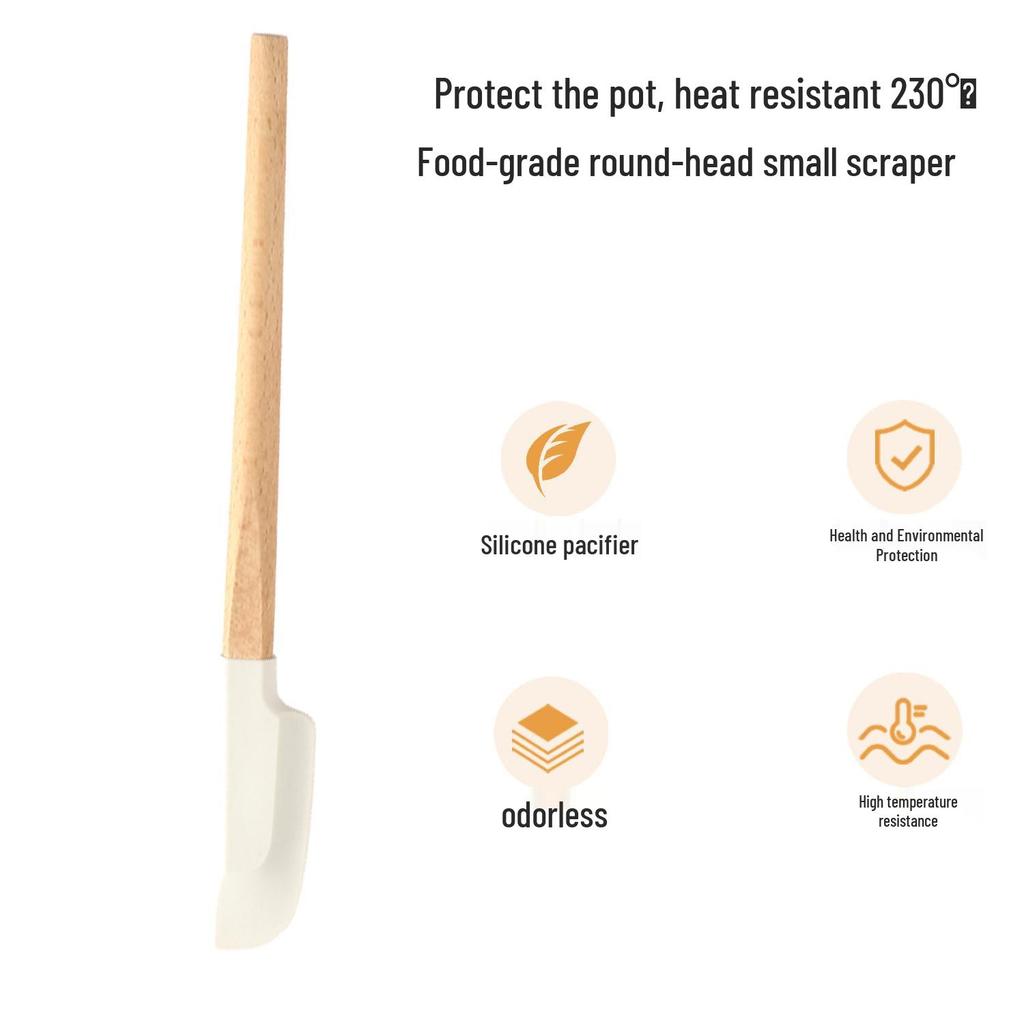 Silicone Spatula Set with Wooden Handle - Heat Resistant, Food Grade for Baking and Cake Cream.