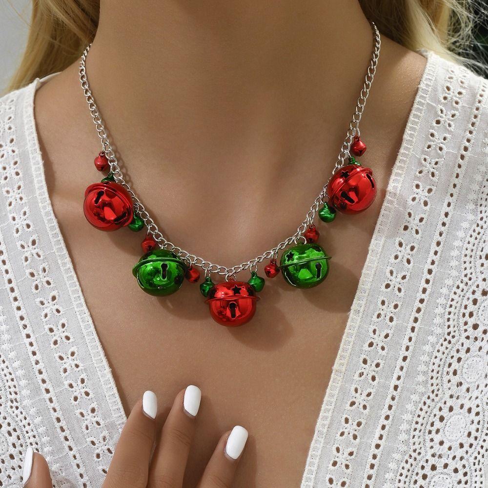 Earrings Christmas Bell Jewelry Set Necklace Xmas Clavicle Chain Sweet   Women