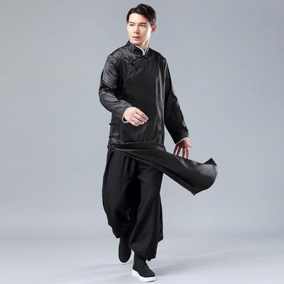 Traje Tang de Cetim Masculino Vestido Longo - Roupão Estilo Étnico Chinês para Casual ou Fantasia de Crosstalk