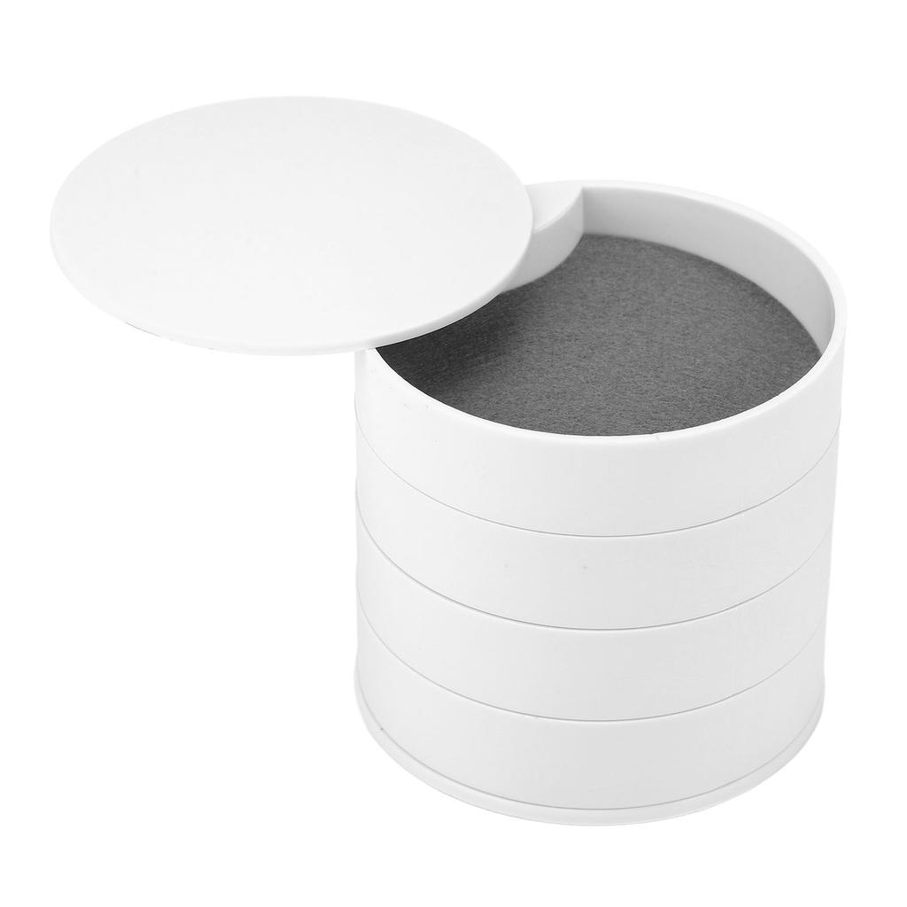Rotatable Jewelry Organizer 4 Layers 360 Degree Rotation Dustproof Round Jewelry Box with Lid for
