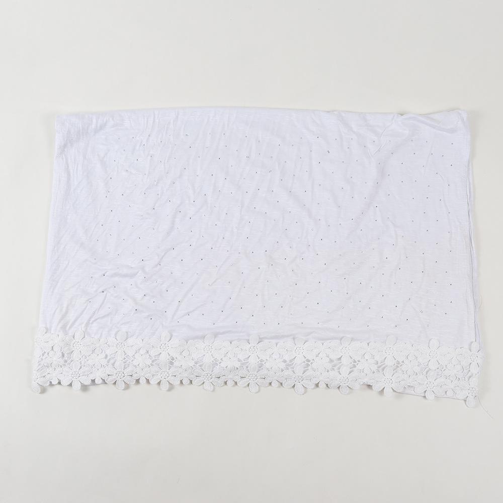 Muslim Jersey Hijab With Rhinestones Lace Hijabs Scarf For Woman Abayas Jersey Scarf Islamic Dress Women Turbans Headscarf Femme