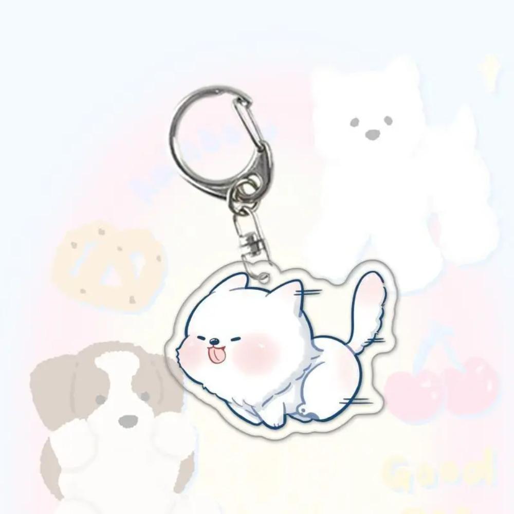 Running Animal Cat Dogs Pets Acrylic Funny Toy Animal Key Ring for Women Men DIY Car Handbag Phone Case Pendant Accessories Gift