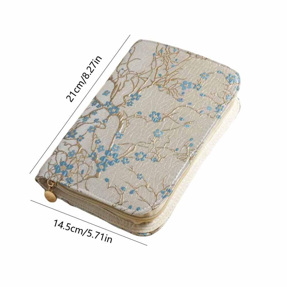 Flower Pattern Jewelry Storage Bag with Zipper Grid Storage Jewelry Organizer Multi-layer Space Saving Notebook Jewelry Handbag
