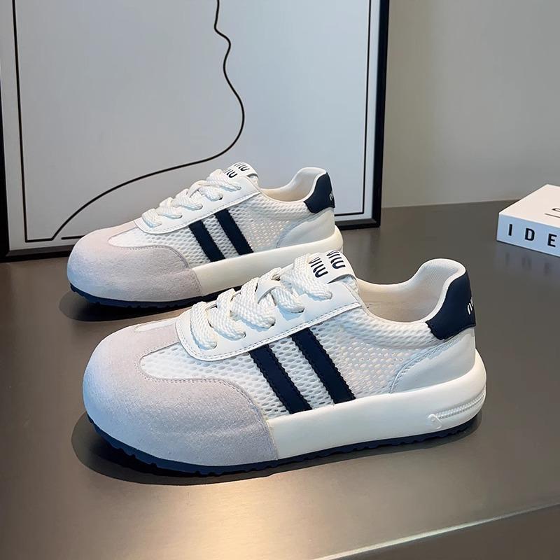 Mesh breathable German training shoes women's 2025 summer new leather versatile little white shoes lightweight platform sports and leisure board shoes