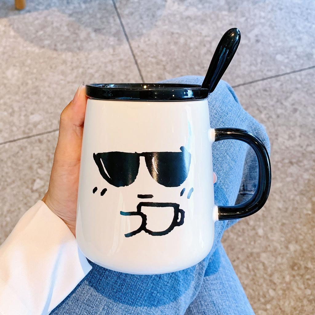 Creative Style High Value Mug With Lid Spoon Cute Ceramic Water Cup Funny Birthday Gift Souvenir