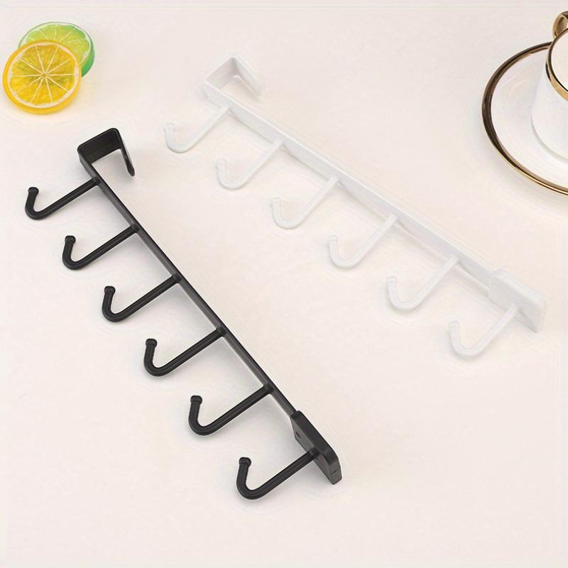 1pc Kitchen Shelf Storage Clothes Hanging Organizer Cup Holder Glass Mug Holder 6 Hooks Storage Rack