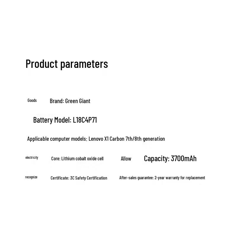 llano Laptop Battery for Lenovo ThinkPad X1 Carbon/Yoga