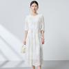 French temperament mulberry silk floral dress female summer 2026 new white fairy dress light luxury young high sense