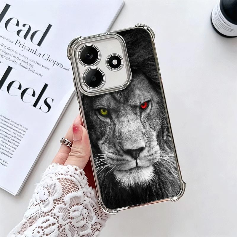 

Lion Male Man King Plating Phone Case For Xiaomi Redmi Note 14 15 Pro Plus 13 12 11 11S 11T 10 9S 9 5G Anti-Fall Airabag Cover Redmi Note 12 5G