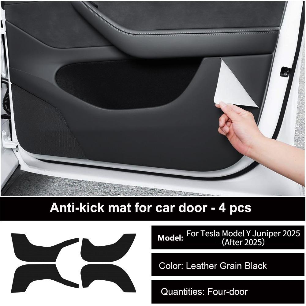 For Tesla Model 3 Y 2026 Car Door Anti-kick Mat Panel Leather Carbon Fiber Interior Glove Box Protective Sticker Car Accessories