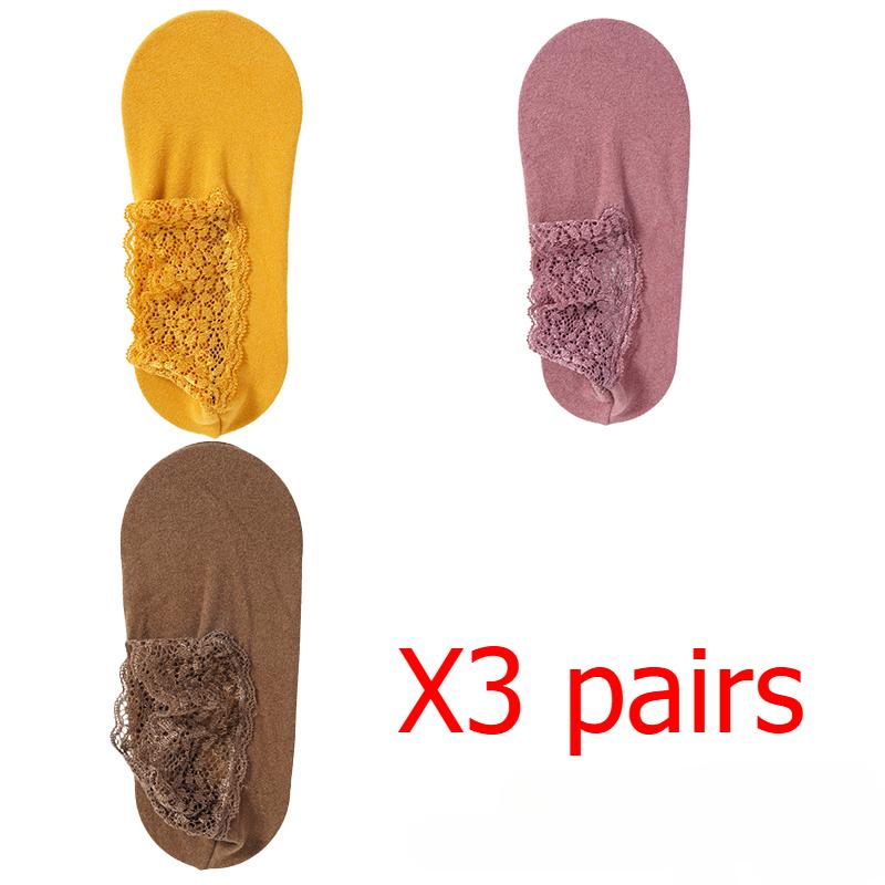 Women's Autumn Winter Thickened Warm Fleece Socks Lace Ankle Socks Non-slip Floor Socks