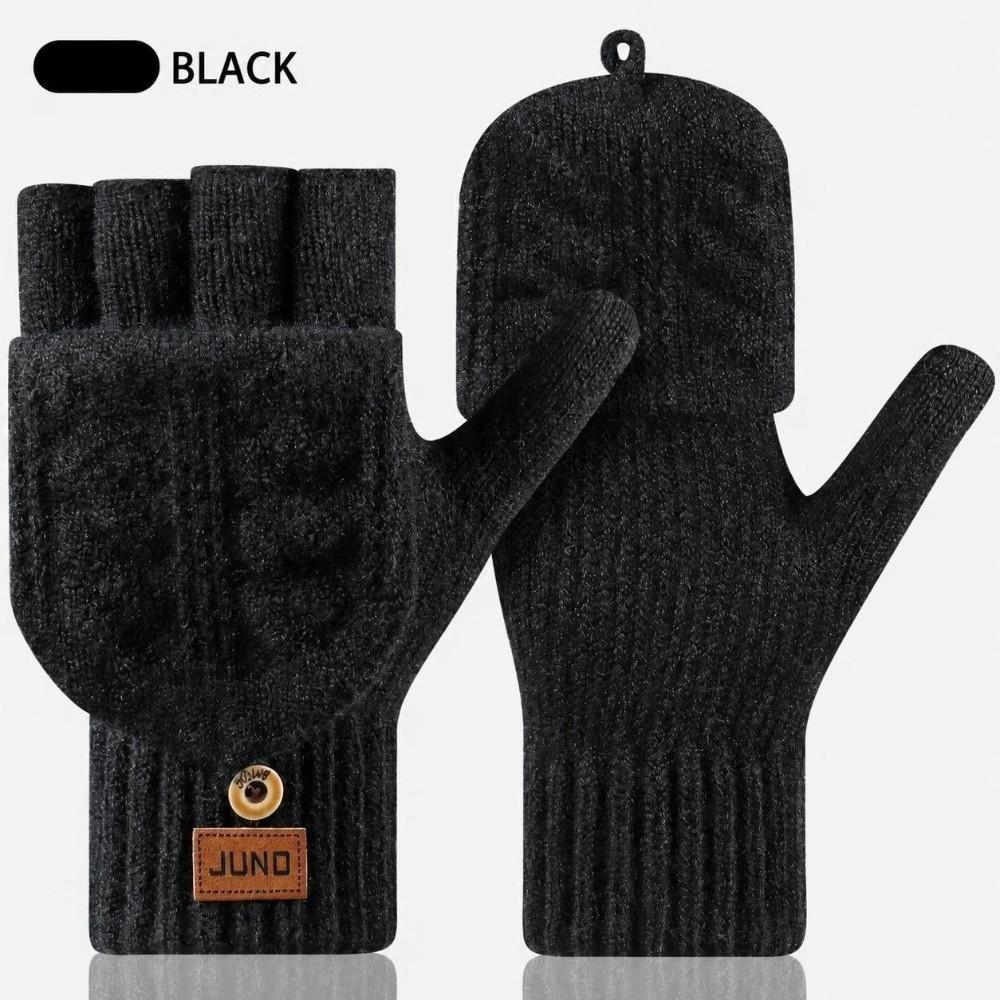 Polyester Blend Men Flip Top Gloves Warm Women Half Finger Mittens Cold Weather