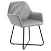 Living Room Armchair Upholstered In Velvet with Padded Seat Crossed Metal Base Grey