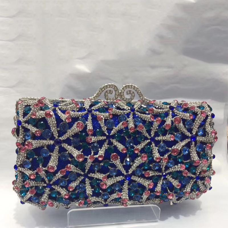Women AB Diamond Snow Evening Clutch Bag Silver Wedding Bridesmaid Chain Handbags Small Crystal Purses
