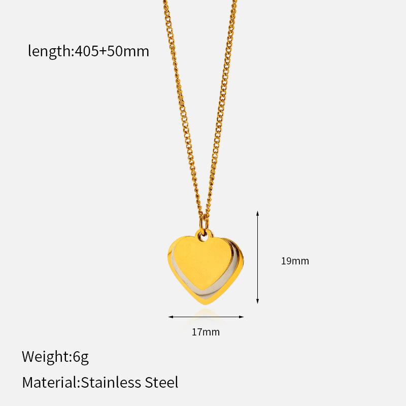 

Luxury Two Tone Moon Necklace For Women Titanium Steel Tarnish Free Clavicle Chain Minimalist Versatile Heart Pendant Fashion Style 1