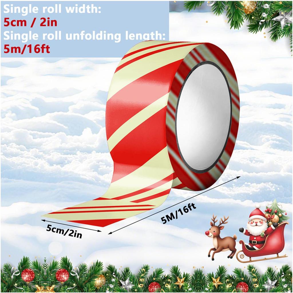16,4ft Weihnachts-Absperrband DIY Weihnachten Im Dunkeln leuchtendes dekoratives Warnband Leuchtende Feiertagsdekorationsbandrolle