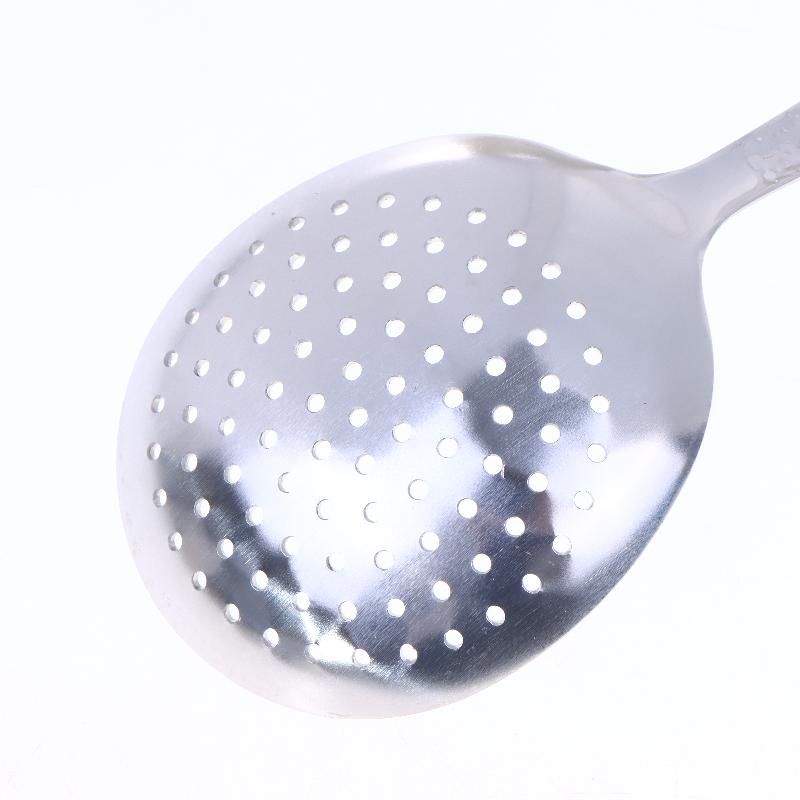 Stainless Steel Short Handle Soup Spoon Leaky Restaurant Shared Vegetable Spoon Household Rice Vermicelli Spoon Flour Spoon