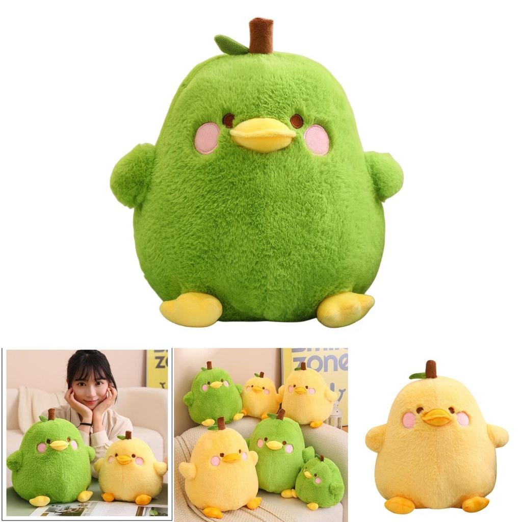 Funny Duck-shaped Plush Toy Pillow For Stress Relief Yellow And Green Pear Duck Design 20cm/30cm/40cm