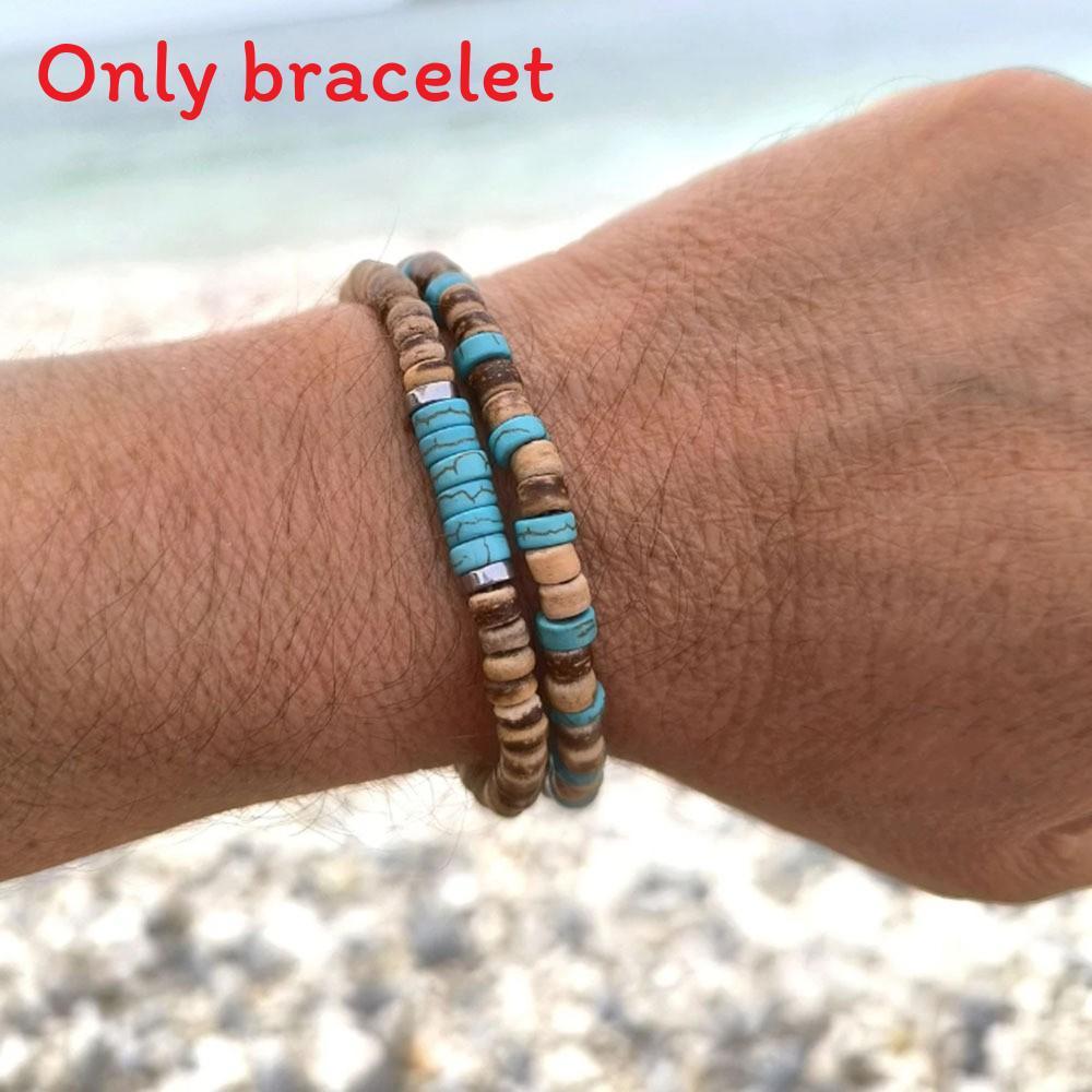 Handgefertigte Geometrische Kokosnussschalen-Perlenarmbänder für Männer und Frauen mit mehrlagigem Design