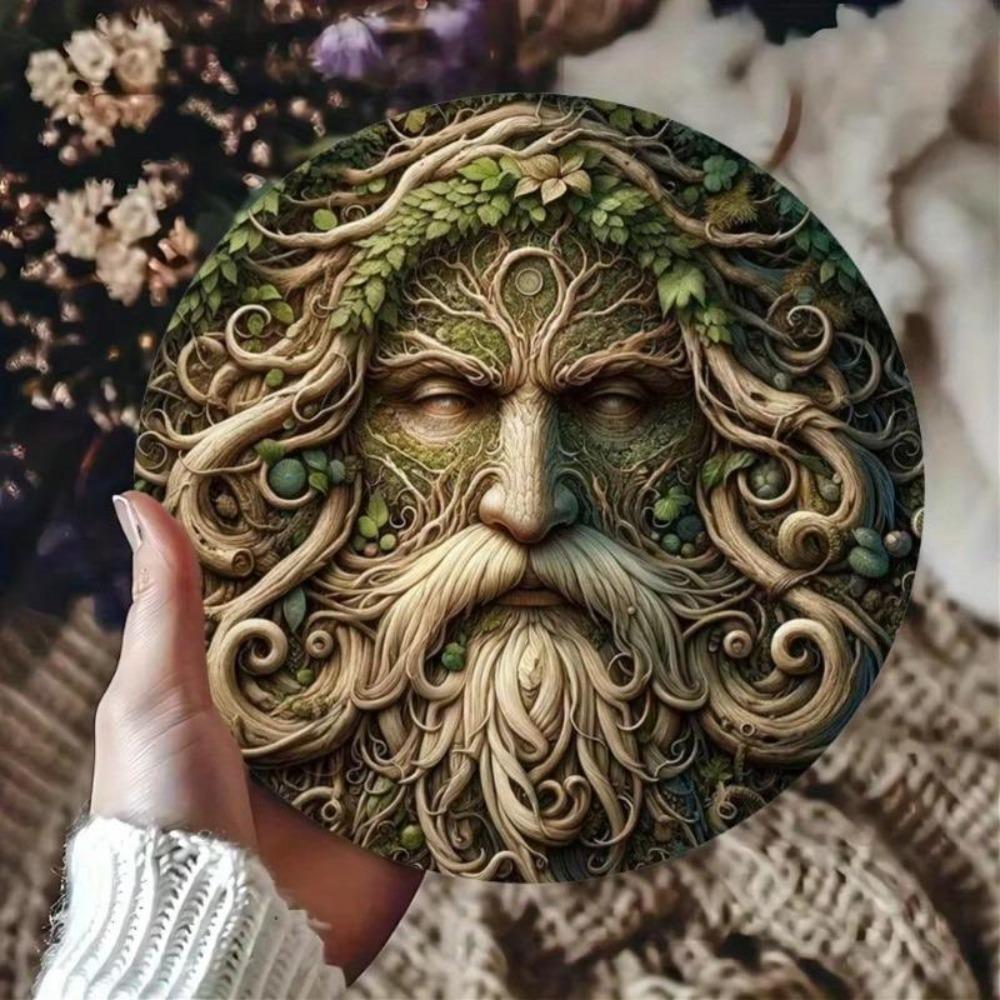 Green Man Enchanted Tree Spirit Pagan Wall Art Metal Decor for Witches and Eco Spaces