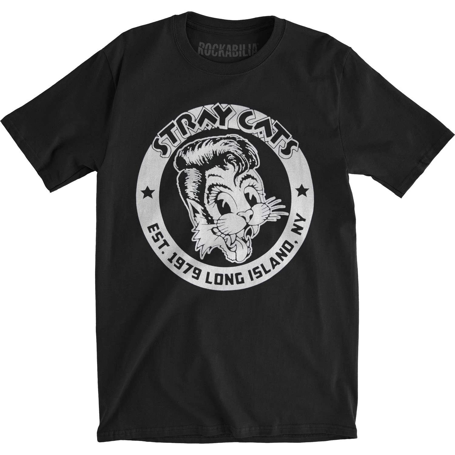 Men s Stray Cats Established 1979 Slim Fit T-shirt Small Black S
