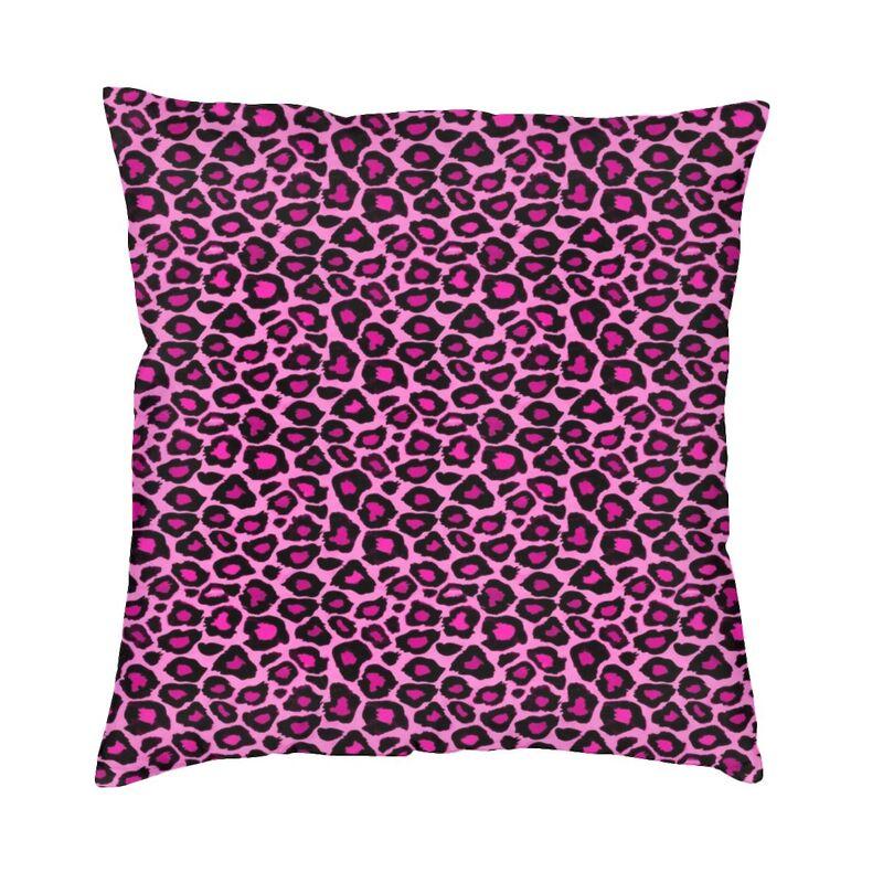 Leopard Cheetah Fur Hide Print Pink Pattern Square Pillow Case Home Decorative Cushions Throw Pillow Car Doublesided Printing 30x30cm 12x12in