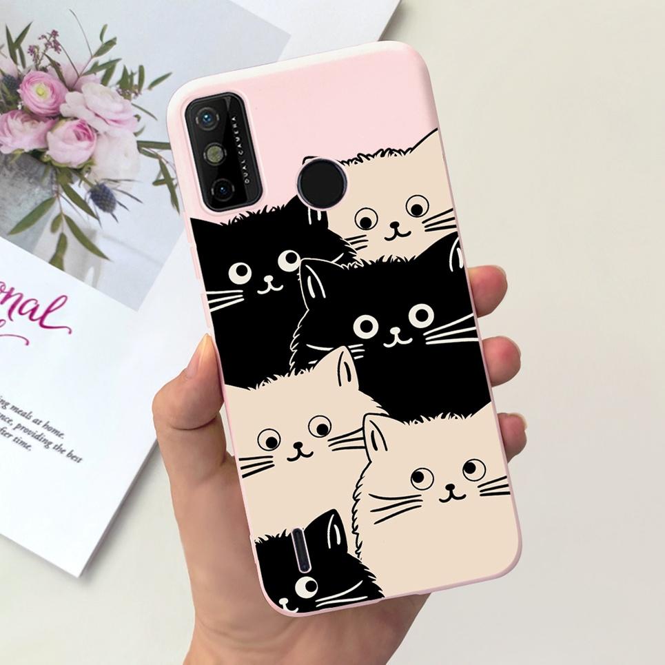 For Tecno Spark 6 Go Case KE5j KE5k Cute Astronaut Cat Night View Cover Liquid Silicone Phone Cases For Spark 6GO Bumper Fundas
