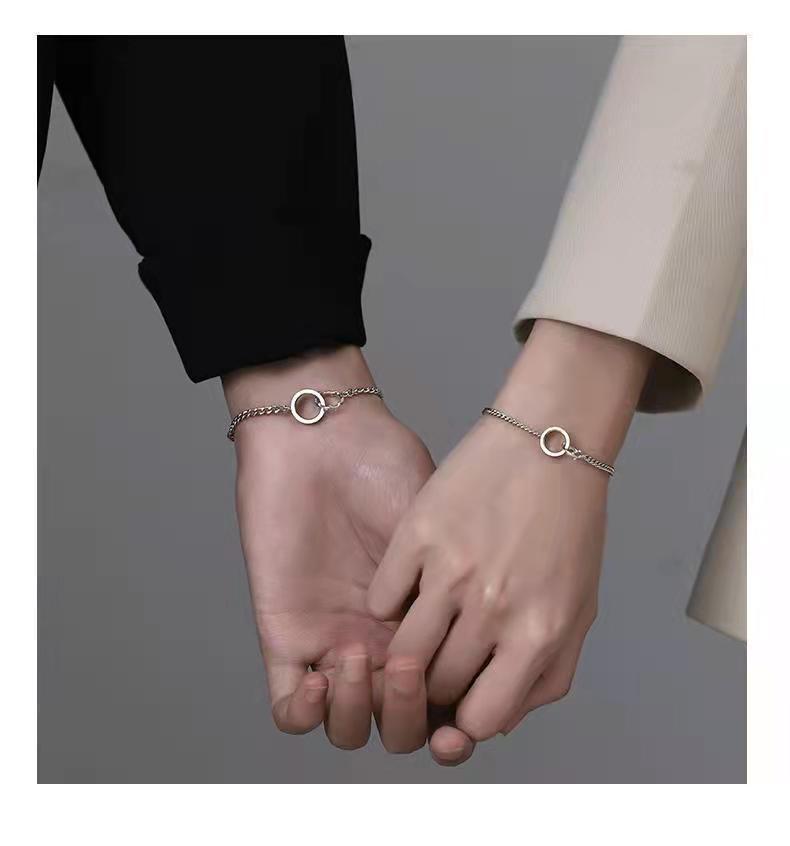 Original Design 925 Sterling Silver Couple Bracelets: Elegant, Niche Style Christmas Gift for Boyfriend