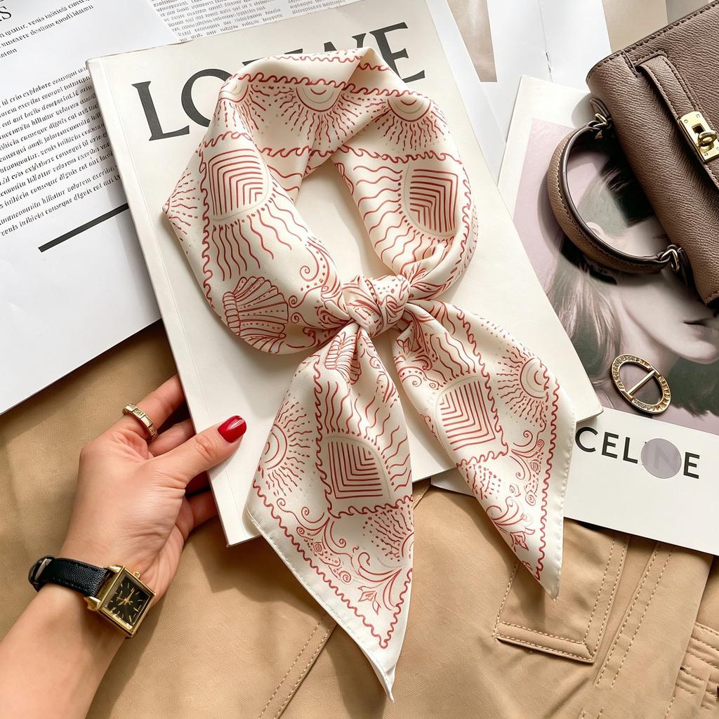 New silk satin 71 * 71 versatile foreign style simulation silk high-end temperament silk scarf middle-aged and elderly decorative scarf neck protectio