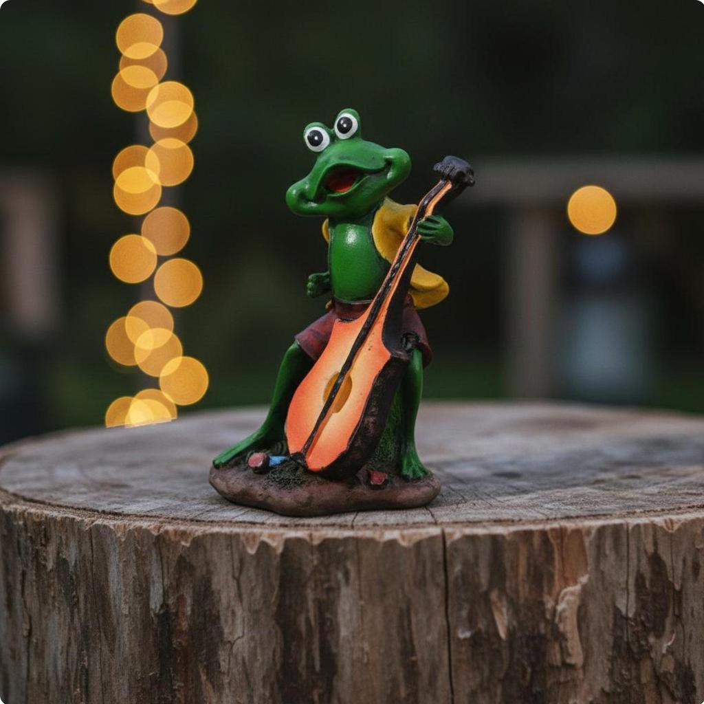 Grodorkester Staty Tecknad Stil Musikalisk Figur Kreativ Gåva Husdekoration för Uteplats,