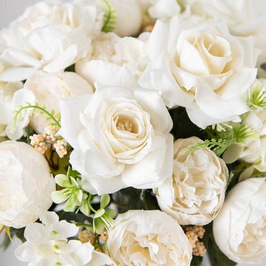 

Cheap Silk Hydrangea Spring Wedding Garden Roses Bridal Bouquet Festival Decoration Vase Home Room Fake Peony Artificial Flowers 1pc фіолетовий