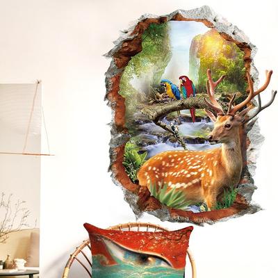 Die perforierte Landschaft Der Sika-Hirsch-Aufkleber Das Wohnzimmer Kann entfernt werden Der Schlafzimmer-Sofa-Hintergrundwandaufkleber