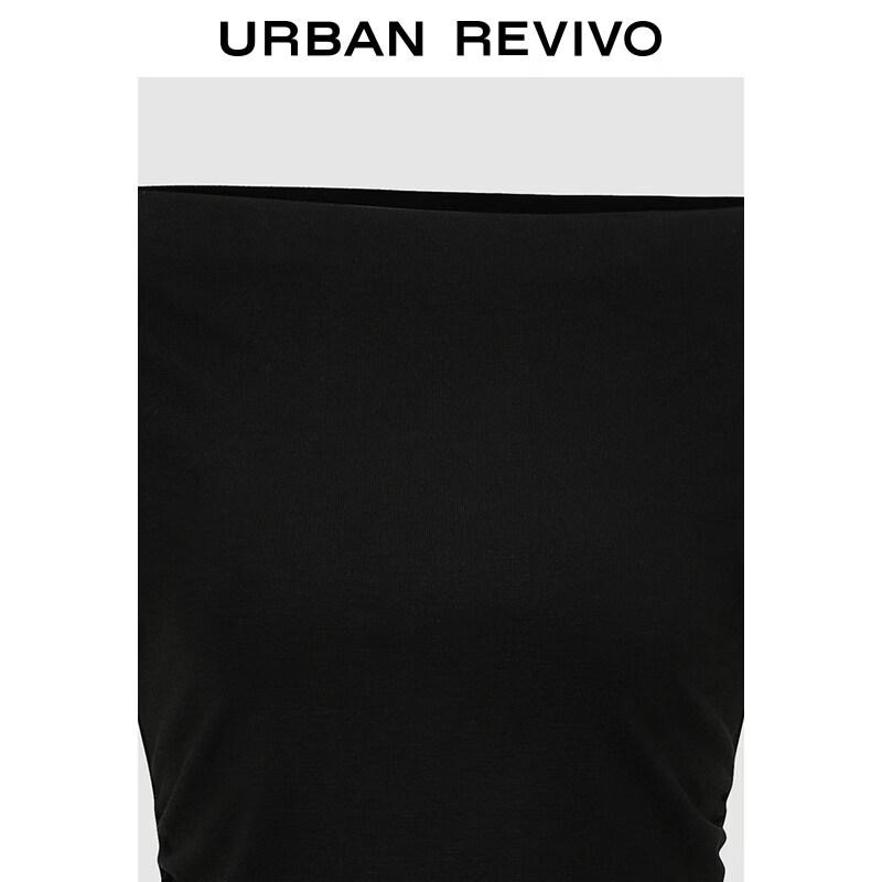 UR Women's Off-Shoulder Pleated Slim Fit T-Shirt