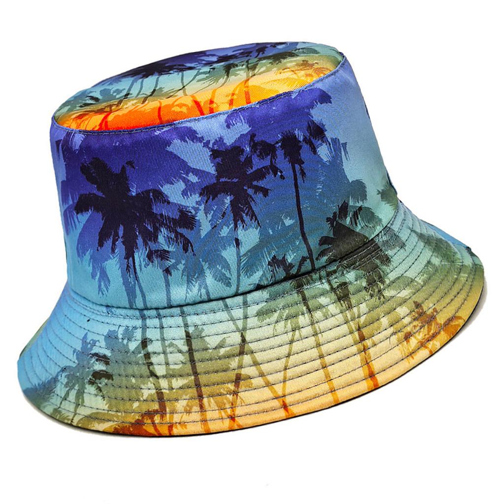 Stylish Tropical Scenery Pattern Bucket Hat Fisherman Hat for Men Women Sun Protections Breathable Floppy Hat for Travel