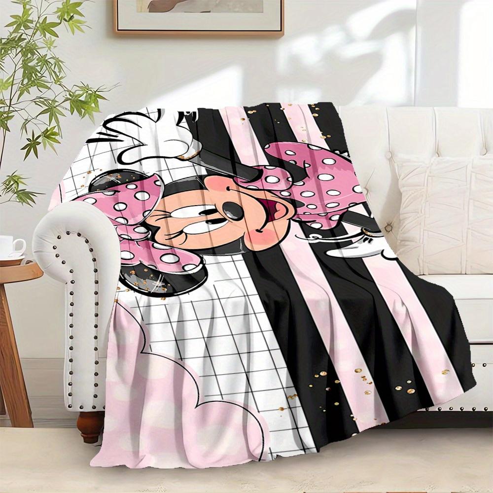 

1pc Flannel Minnie Mouse Pink Polka Dot Bedding Throw Blanket Sofa Cover Gift Home Decoration Room Decorative Throws 75x90cm