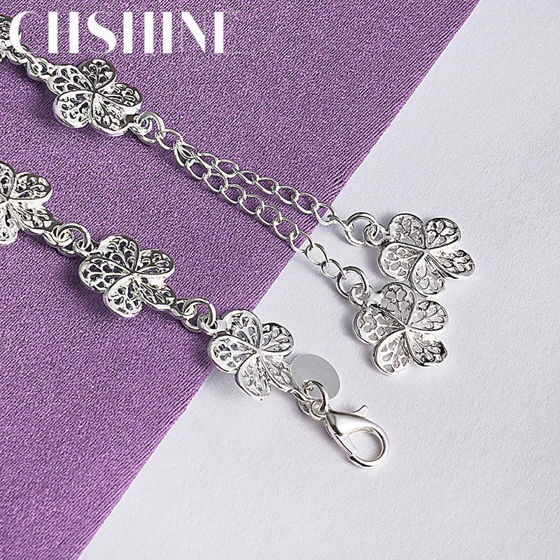 CHSHINE 925 Sterling Silver Flower Chain Bracelet For Women Lovers Wedding Fashion Charm Jewelry