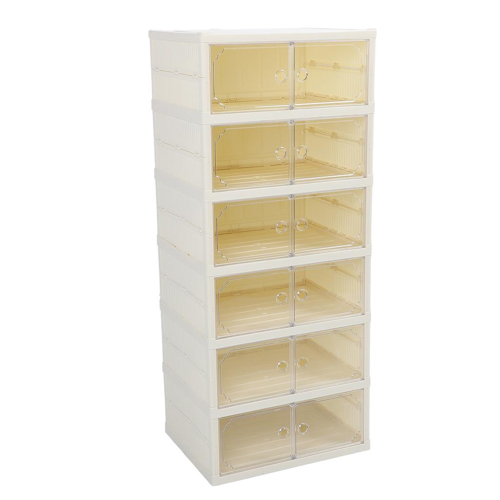 Foldable Shoe Box Double Row Dustproof Thickened Stackable Shoe Container with Transparent Magnetic Lid for Clothes Toys