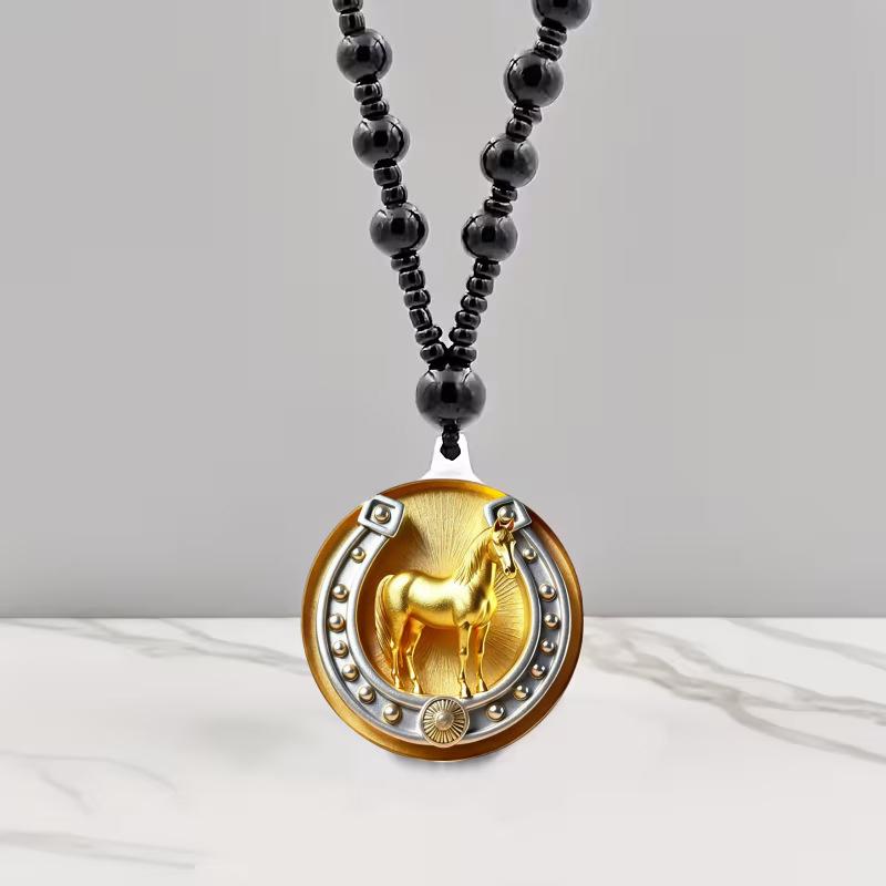 Модное ожерелье с подвеской в виде золотой подковы и знака зодиака для женщин, ювелирные аксессуары, подарки A5
