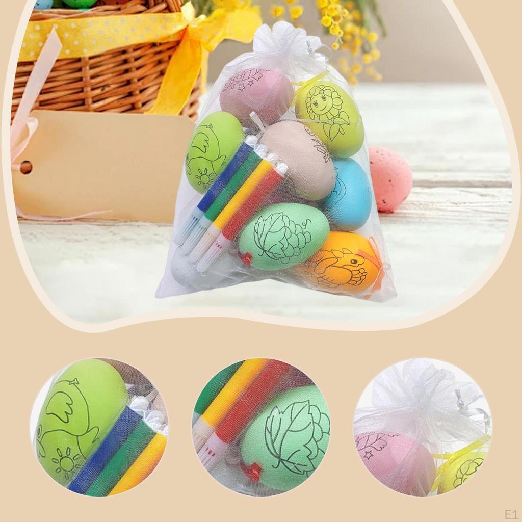 10 Pieces Easter Eggs Painting Kit DIY Decoration Paintable Eggshells Decorating Crafts Supplies for