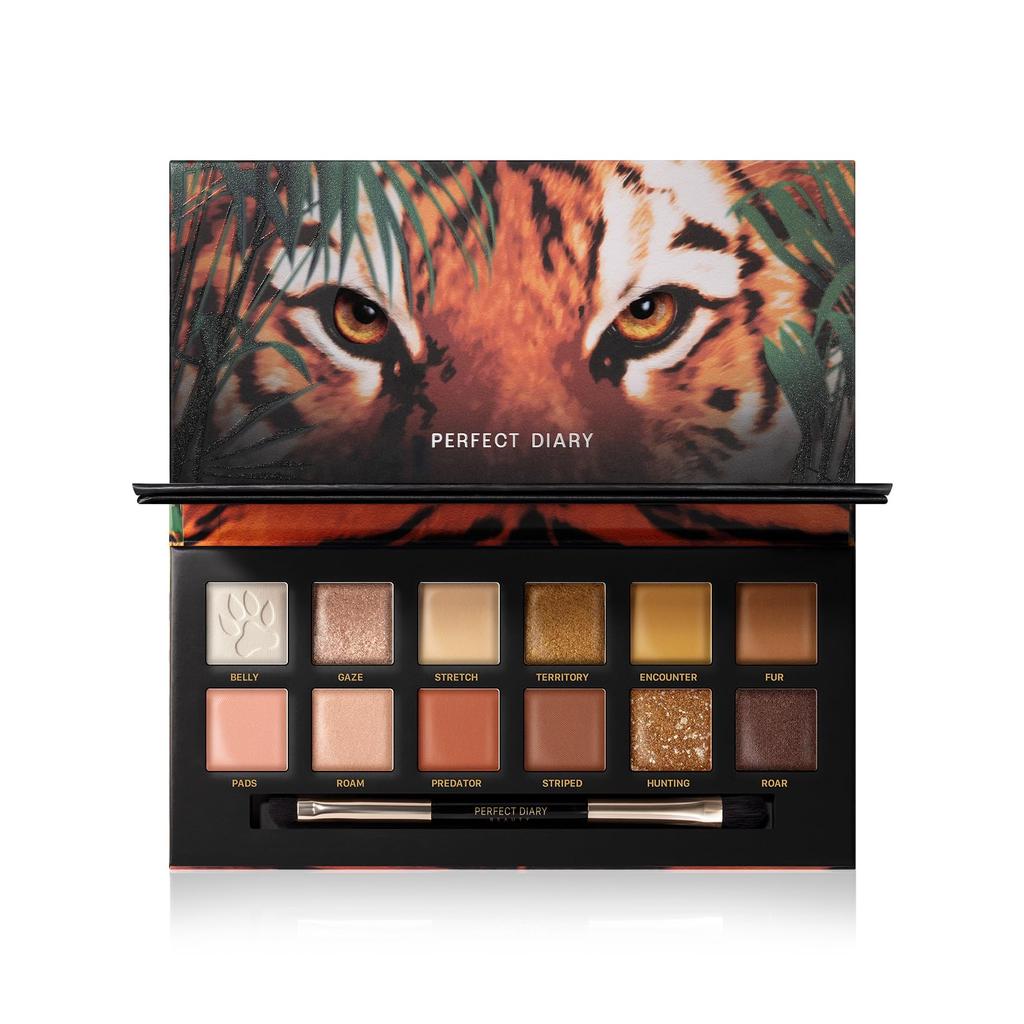 PERFECT DIARY Animal Eyeshadow Palette x 12 Orange (1.2g colors) (Tiger, Brown)