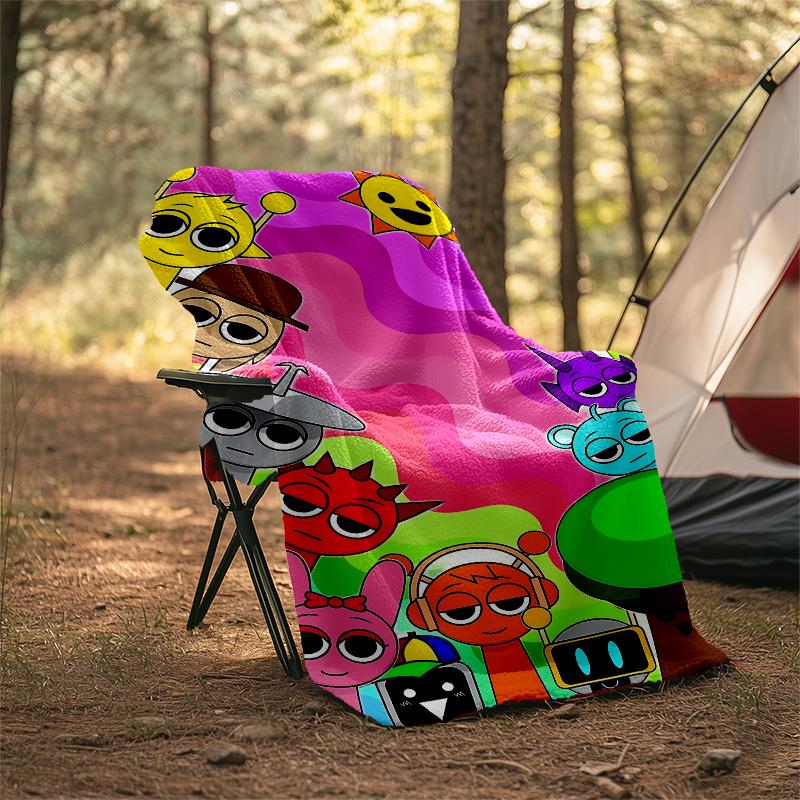 1pc SPRUNKI9 Theme Blanket - Digital Print, Polyester, Cozy for All Seasons, Perfect for Outdoor, Camping, and Travel