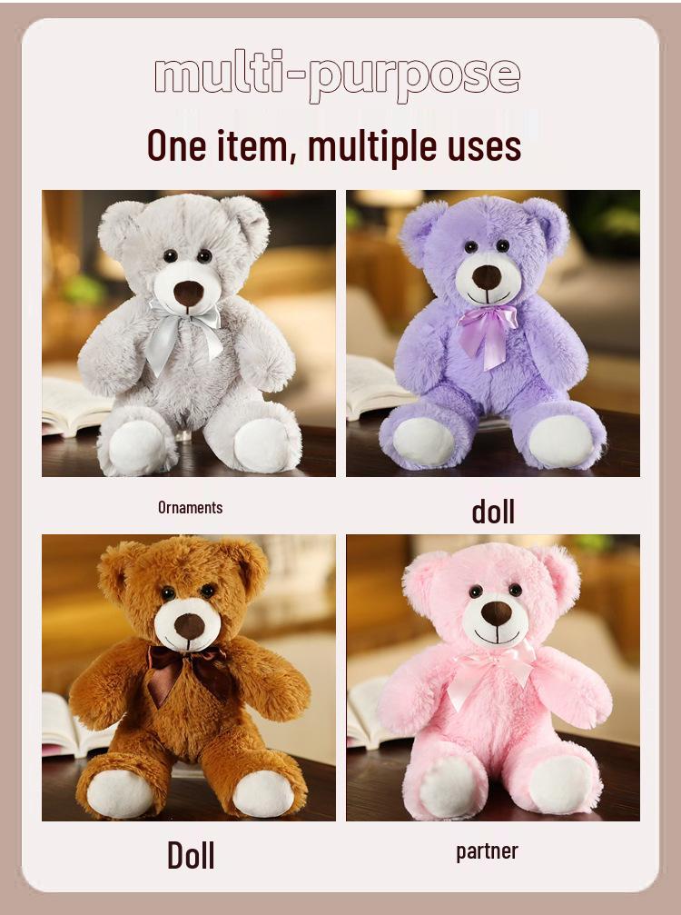 Rainbow Bow Tie Teddy Bear Plush Doll - 35cm Soft Festival Cushion