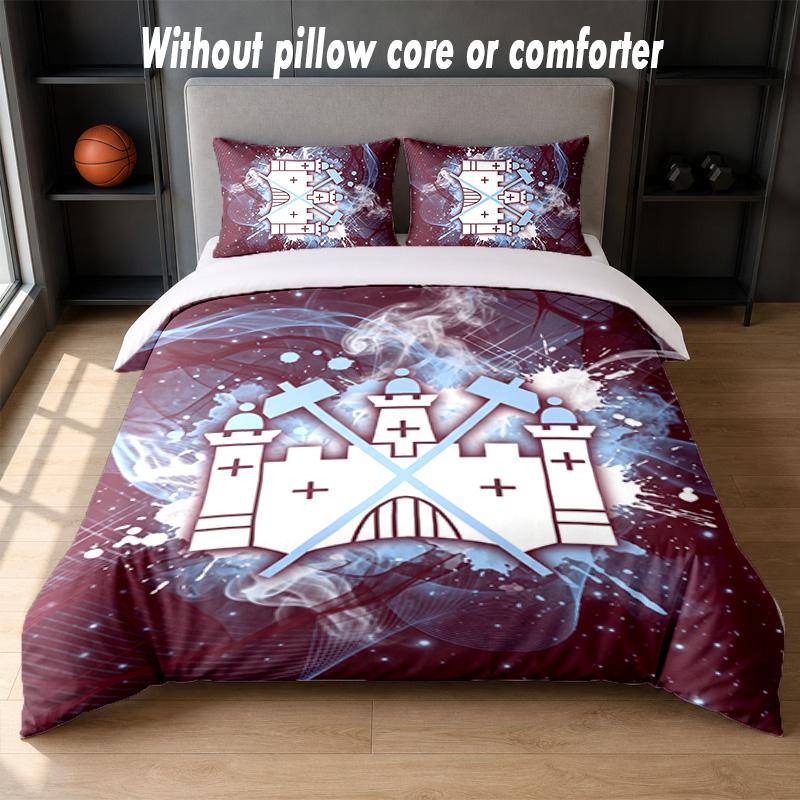 Set Biancheria da Letto West Ham United Football Design 1 Copripiumino + 2 Federe Morbido Traspirante Biancheria da Letto per la Casa