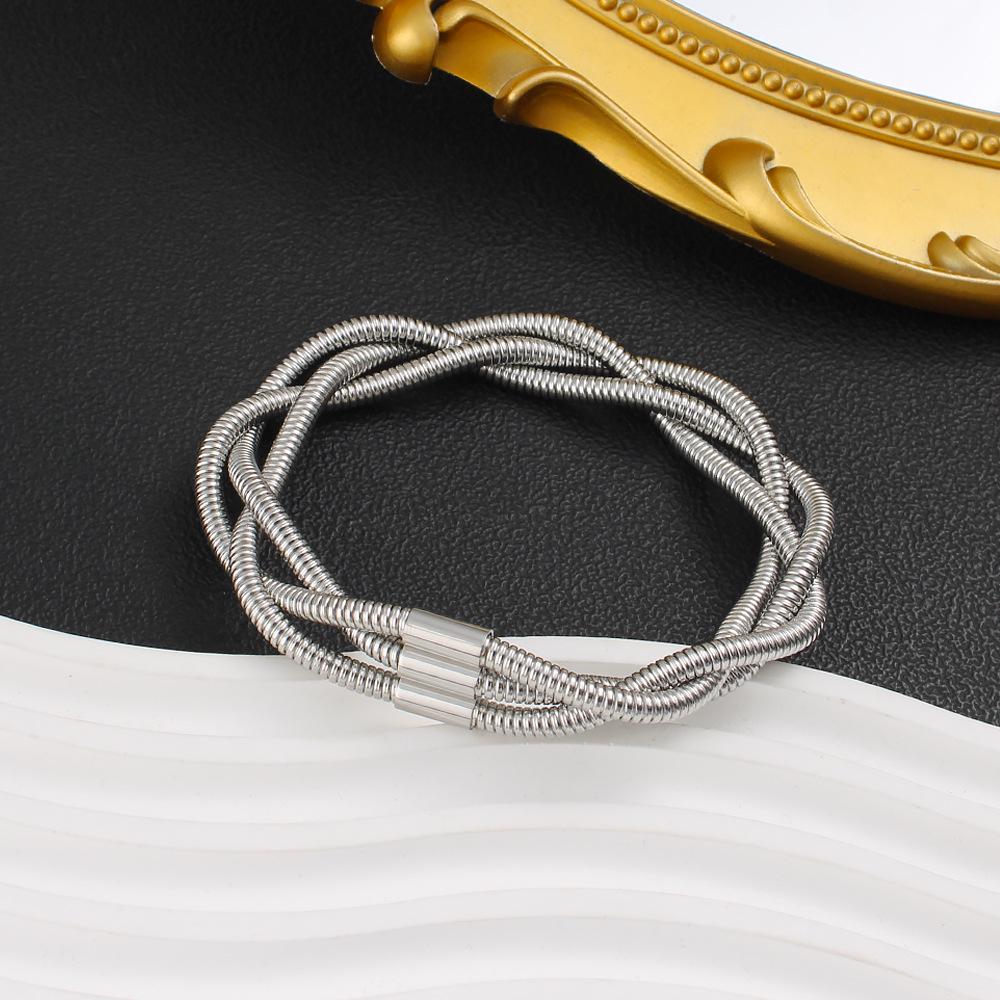 European American Titanium Steel 18K Gold Multi-layer Braided Rope Bracelet