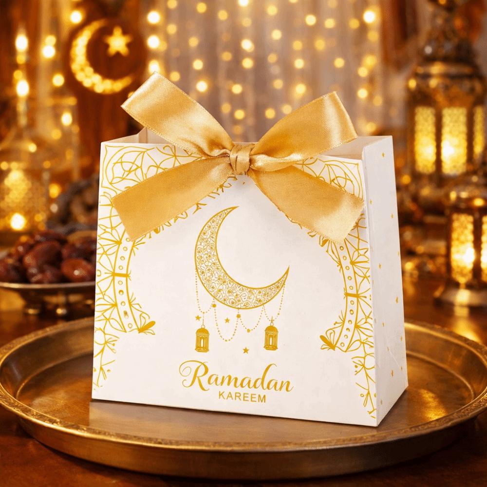 10Pcs Multicolor Eid and Ramadan Gift Boxes Star/Moon Portable Eid Gift Box Simple DIY Gift Packaging Bags