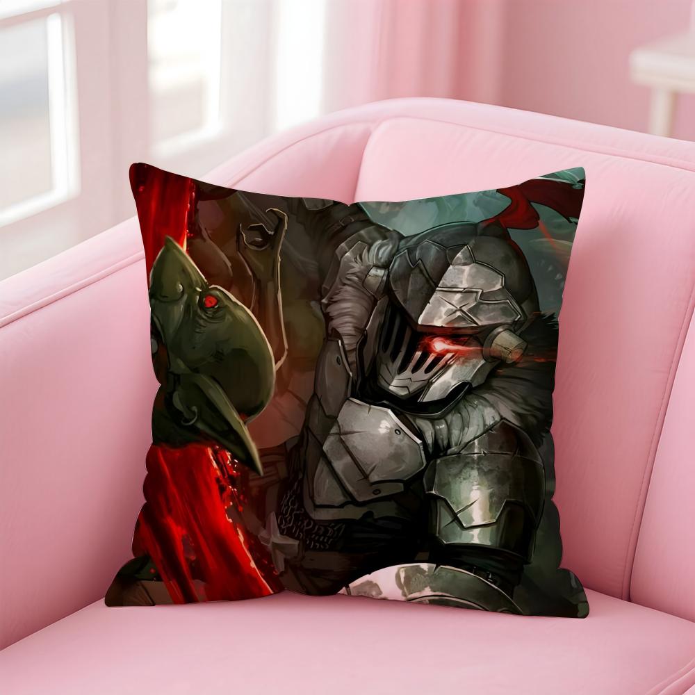 Handsome Anime Goblin SlayerCartoon Cushion Cover Pillow Case Soft Skin Friendly Fabric  Concealed Zipper