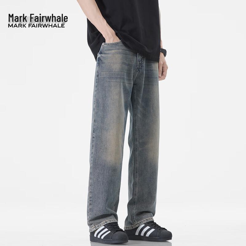 Mark Fairwhale Men's American Retro Loose Straight Leg Distressed Jeans