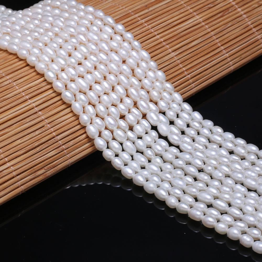 1String, White Natural Freshwater Pearls, Rice Shape AAA Pearl Beads, 4–5 Mm, for DIY Necklace Accessories, Valentine's Day Gifts, 36cm