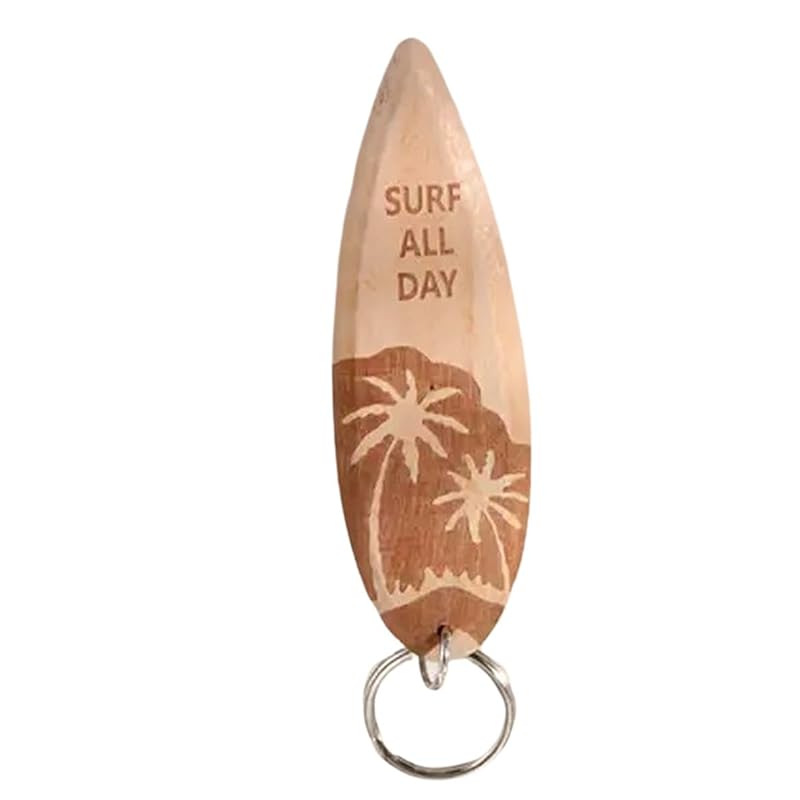 

[ALOHAMONI] wood surfboard key chain key ring wooden tree Hawaiian miscellaneous goods Hawaii sea beach vintage cafe California west coast resort