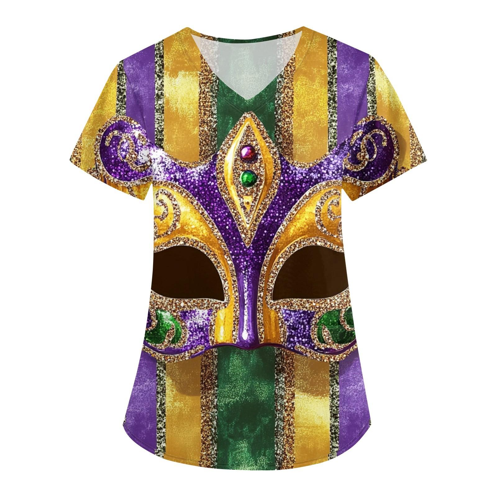 

Жіночий модний робочий одяг з V-подібним вирізом і короткими рукавами з кишенями Верхній одяг для догляду з карнавальним принтом XL жовтий